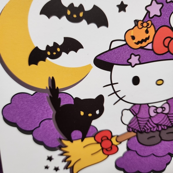 Hello Kitty Witch Noodle Bowl & Block Sign Wall Art Picture Halloween Decor - Picture 10 of 14